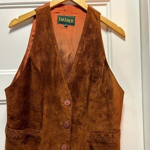 Danier Suede Leather Vest, three buttons front with two pocket, size M.